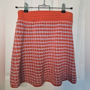 Zara Orange and Purple Crochet Skirt Women's Size S